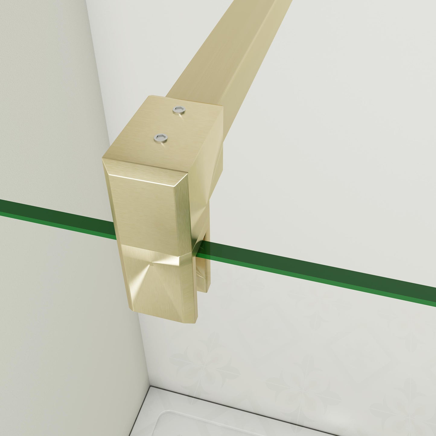 Box Doccia Walk In 50-120x200 cm Parete Fissa Vetro 8/10 mm Trasparente Anticalcare Oro Spazzolato Barra Stabilizzatrice 90 cm