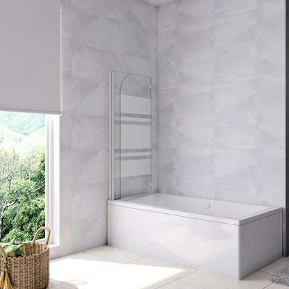 Aica 140 cm Sopravasca da Bagno Due Ante Mobili verso Sinistro/Destro Vetro 6mm Temperato Anticalcare Fascie Centrali in Serigrafato Bianco Opaco