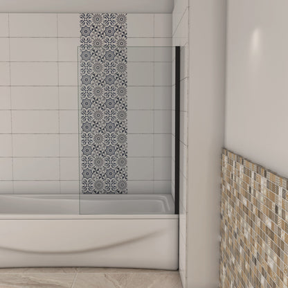 Parete Doccia Per Vasca 40-70x130 cm Sopravasca Walk in Vetro Temperato 5 mm Trasparente Anticalcare Telaio Nero Opaco