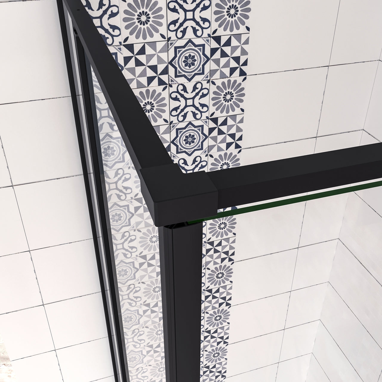 Box Doccia Angolare 80/90/100/120x80/90/100/120 cm H.185 cm Doppia Porta Battente in Vetro Temperato Trasparente Anticalcare 6 mm Profilo Nero Opaco
