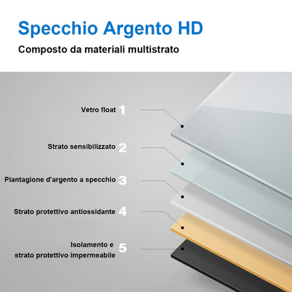 Aica Quadrato LED Specchio da Bagno Specchio Cosmetico 6000K Bianco Freddo Soft Light Touch Control
