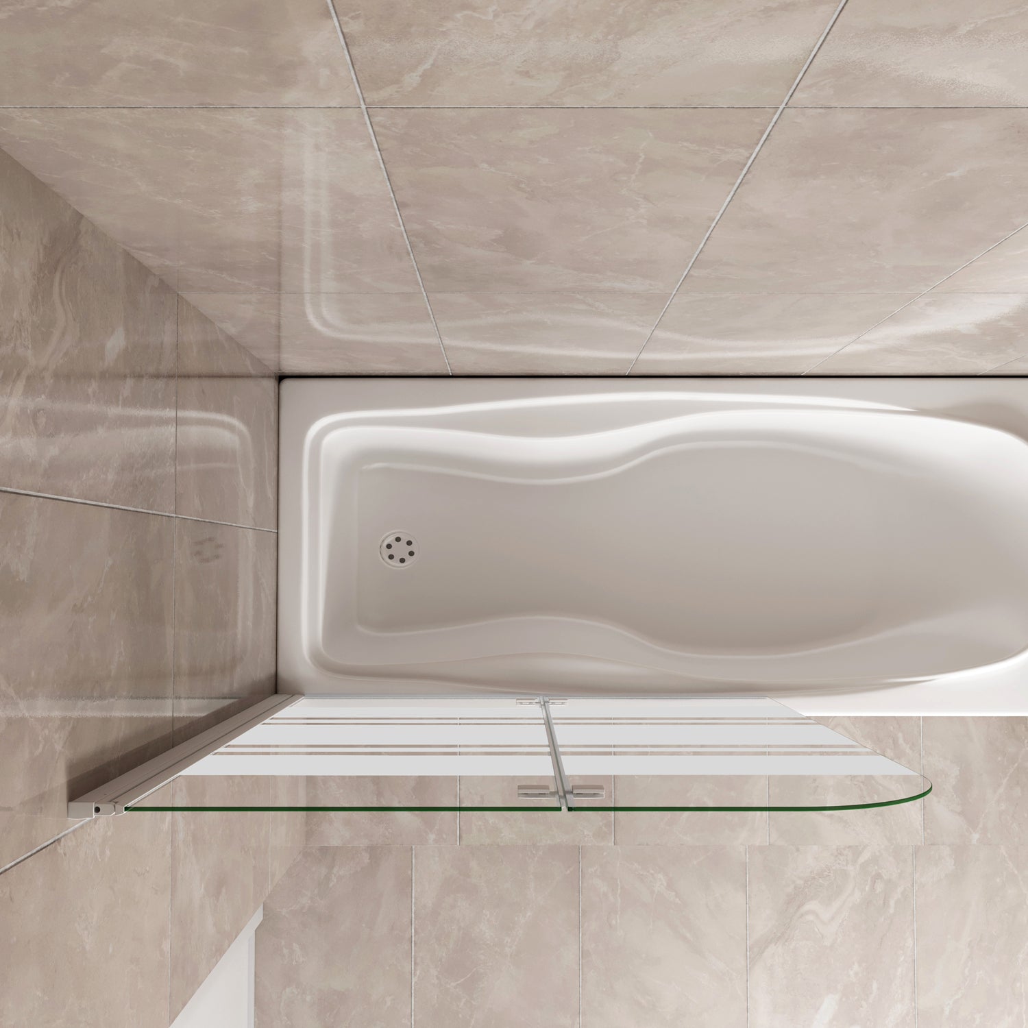 Sopravasca 90-120x140 cm Parete per Vasca da Bagno 2 Ante Movibili Montaggio Verso Sinistro Vetro 6 mm Temperato Anticalcare Serigrafia Bianca