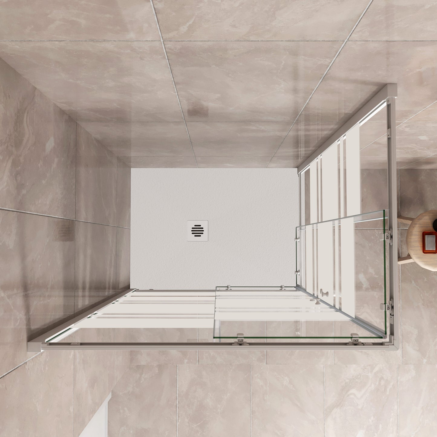 185 cm Box Doccia Angolare 70-80-90-100x70-80-90-100 cm Porte Scorrevoli Vetro Temperato 5 mm Anticalcare Fascie in Serigrafato Telaio Bianco Opaco