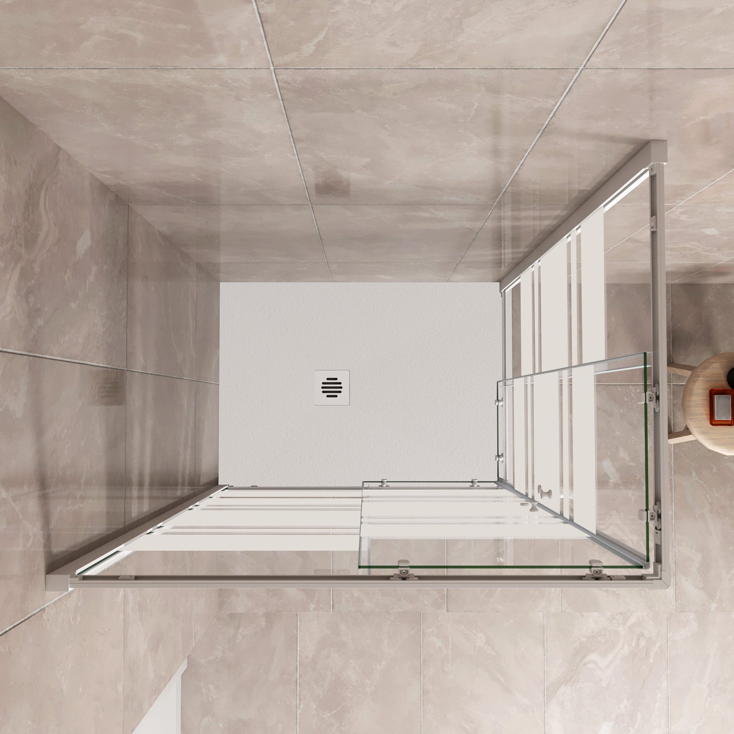185 cm Box Doccia Angolare 70-80-90-100x70-80-90-100 cm Porte Scorrevoli Vetro Temperato 5 mm Anticalcare Fascie in Serigrafato Telaio Bianco Opaco