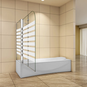 Aica H.140 cm Sopravasca da Bagno con Lato Fisso 2 Ante Pieghevoli verso Sinistro/Destro Vetro 6mm Anticalcare in Serigrafato Bianco Opaco