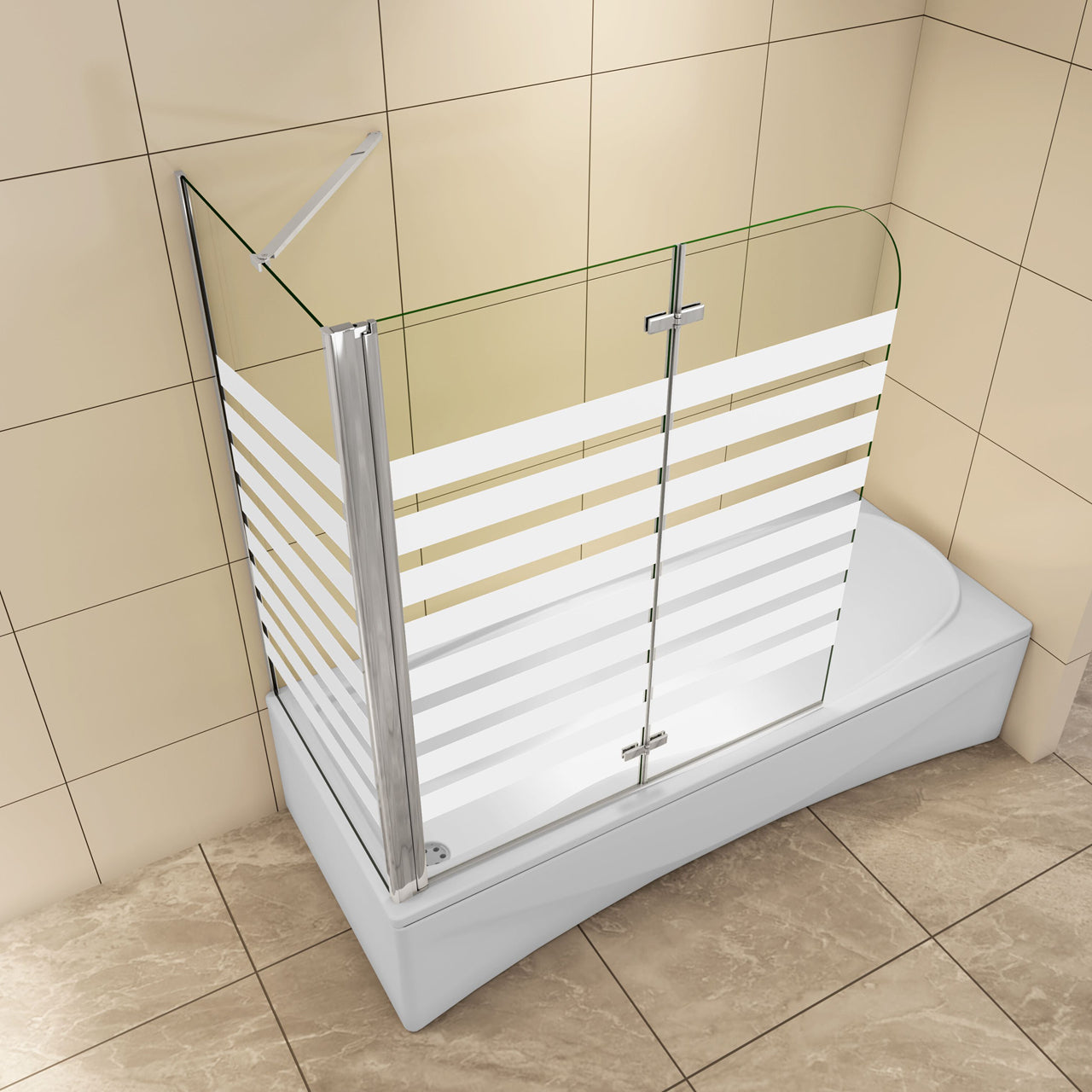 Aica H.140 cm Sopravasca da Bagno con Lato Fisso 2 Ante Pieghevoli verso Sinistro/Destro Vetro 6mm Anticalcare in Serigrafato Bianco Opaco 110x140 Verso Sinistro 70
