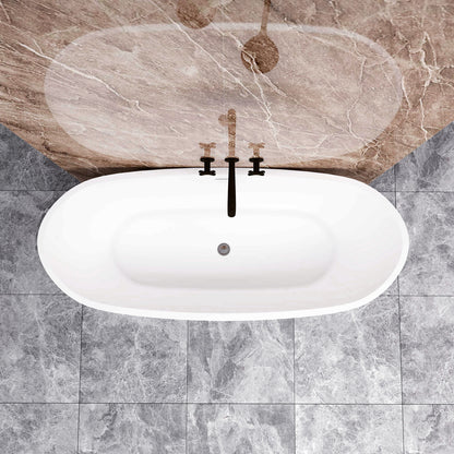 Vasca da Bagno a Isola 150x72x65/170x72x65 cm Vasca da Bagno Freestanding in Acrilico Bianco Barca Ovale