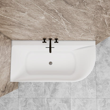 Vasca a Isola Angolare Asimmetrica SINISTRA/DESTRO 165x75x60 cm /180×80x60 cm Bianco Vasca da Bagno Semi-Freestanding in Acrilico