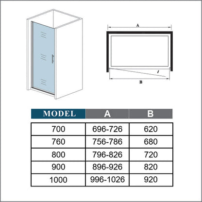 Aica 195 cm Box Doccia Per Nicchia Porta Battente In Vetro 6 mm Temperato Trasparente Anticalcare Telaio Cromo Lucido