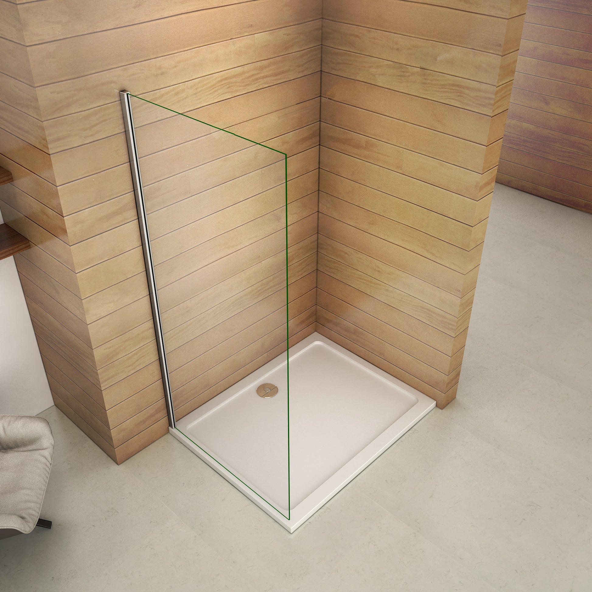 Aica Box Doccia Parete Doccia Walk In Alta 195cm Vetro Temperato Trasparente Anticalcare 6mm Easyclean Con Barra Stabilizzatrice no