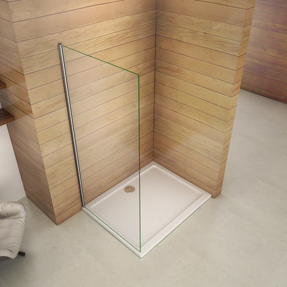 Aica Box Doccia Parete Doccia Walk In Alta 195cm Vetro Temperato Trasparente Anticalcare 6mm Easyclean Con Barra Stabilizzatrice no