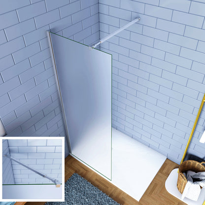 Walk In Parete Fissa per Doccia in Vetro Temperato 6mm Satinato Opaco Anticalcare, Altezza 190cm B. Braccio 73-120cm Regolabile