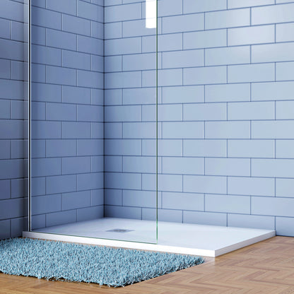 Piatto Doccia Bianco di Spessore da 3cm Ultrasottile in Marmo e Resina Effetto Ardesia Ruvido Piletta e Tubo inclusi 120x80x3