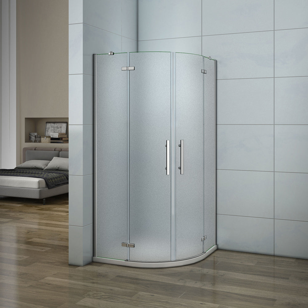 Aica 195 cm Box Doccia Semicircolare Vetro 6 mm Temperato Satinato/Opaco Anticalcare Con Barra Stabilizzatrice varie dimensioni