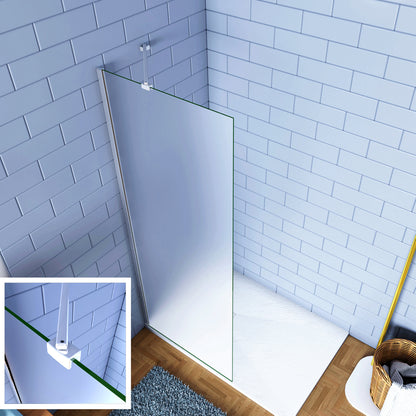 Walk In Parete Fissa per Doccia in Vetro Temperato 6mm Satinato Opaco Anticalcare, Altezza 190cm A. Braccio 45cm Snodabile