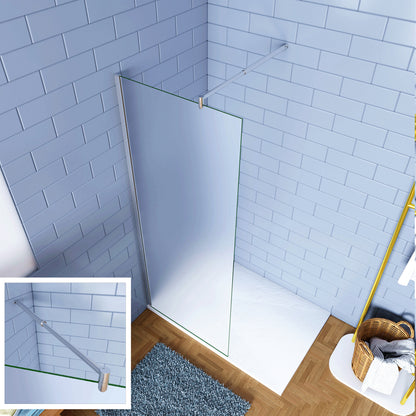 Walk In Parete Fissa per Doccia in Vetro Temperato 6mm Satinato Opaco Anticalcare, Altezza 190cm C. Braccio 70-120cm Regolabile
