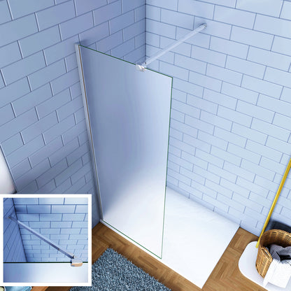 Walk In Parete Fissa per Doccia in Vetro Temperato 6mm Satinato Opaco Anticalcare, Altezza 190cm D. Braccio 90cm Snodabile