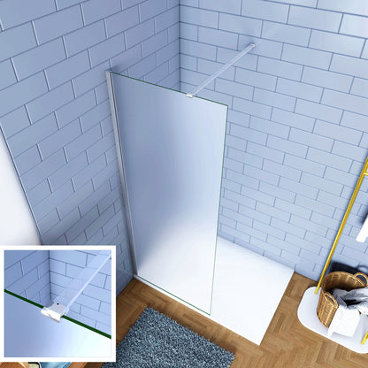 Walk In Parete Fissa per Doccia in Vetro Temperato 6mm Satinato Opaco Anticalcare, Altezza 190cm 85x195 F. Braccio Piatto 140cm Tagliabile