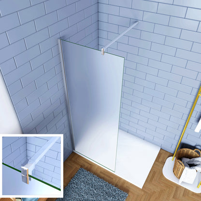 Walk In Parete Fissa per Doccia in Vetro Temperato 6mm Satinato Opaco Anticalcare, Altezza 190cm 85x195 H. Braccio 140cm Tagliabile