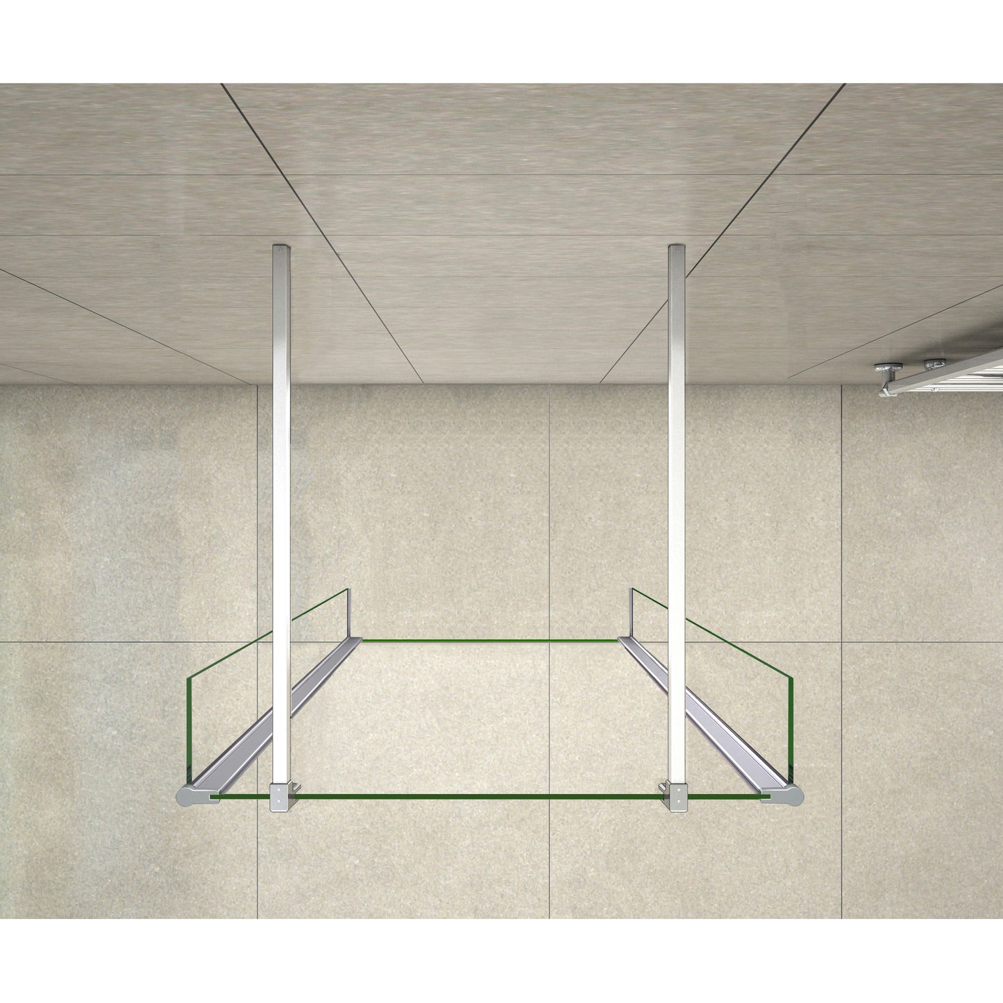 Aica 200cm Walk In Parete Per Doccia Vetro Trasparente Anticalcare Doppia Paretina Mobile Da 30 cm e Doppia Barra Stabilizzatrice
