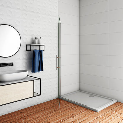 WALK IN Parete Doccia Movibile Girevole Verso Interno e Esterno in Vetro 6mm Temperato Anticalcare Fascia Satinata Opaca Telaio Cromato Lucido