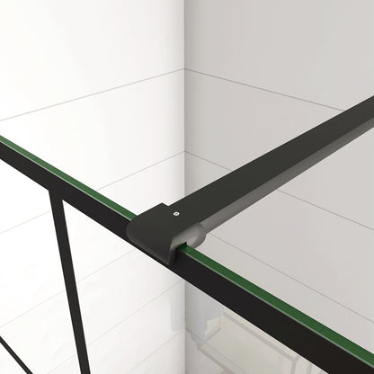 Aica 200 cm Doccia Walk In Parete Fissa in Vetro Temperato 8 mm Anticalcare Serigrafato Nero con Riquadri Barra Stabilizzatrice Telaio Nero Opaco Tipo 1 - Lunga 90 cm tagliabile