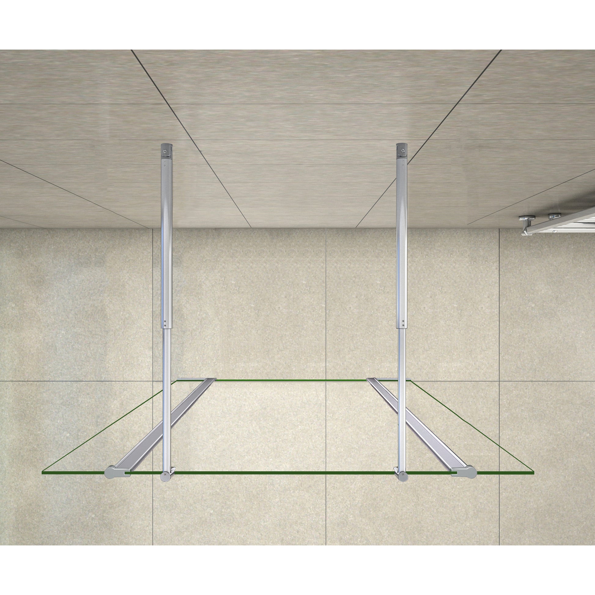 Aica 200cm Walk In Parete Per Doccia Vetro Trasparente Anticalcare Doppia Paretina Mobile Da 30 cm e Doppia Barra Stabilizzatrice