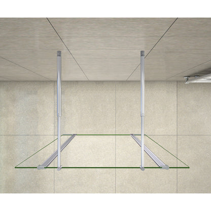 Aica 200cm Walk In Parete Per Doccia Vetro Trasparente Anticalcare Doppia Paretina Mobile Da 30 cm e Doppia Barra Stabilizzatrice