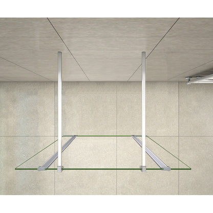Aica 200cm Walk In Parete Per Doccia Vetro Trasparente Anticalcare Doppia Paretina Mobile Da 30 cm e Doppia Barra Stabilizzatrice