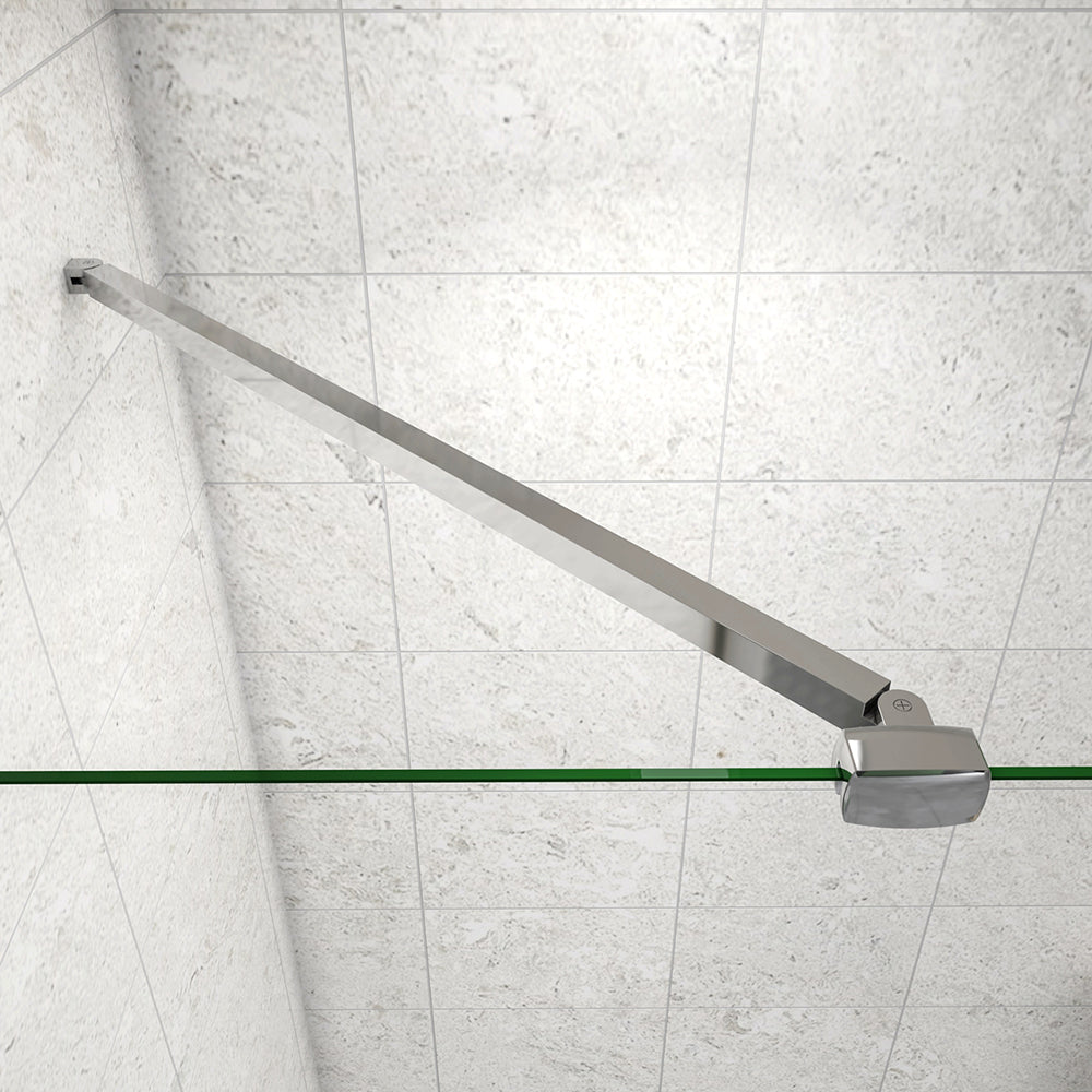 Box Doccia Walk In Parete Fissa in Vetro Temperato da 10mm Trasparente Anticalcare Barra Stabilizzatrice da 90cm Snodabile