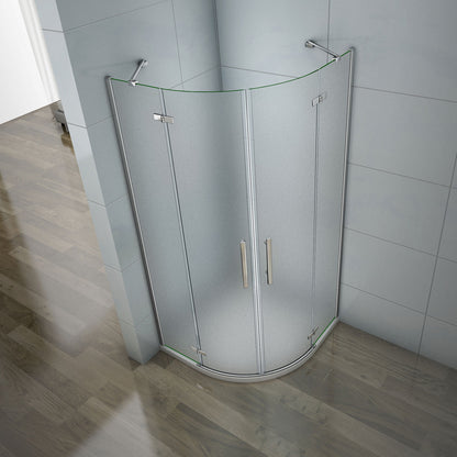 Aica 195 cm Box Doccia Semicircolare Vetro 6 mm Temperato Satinato/Opaco Anticalcare Con Barra Stabilizzatrice varie dimensioni