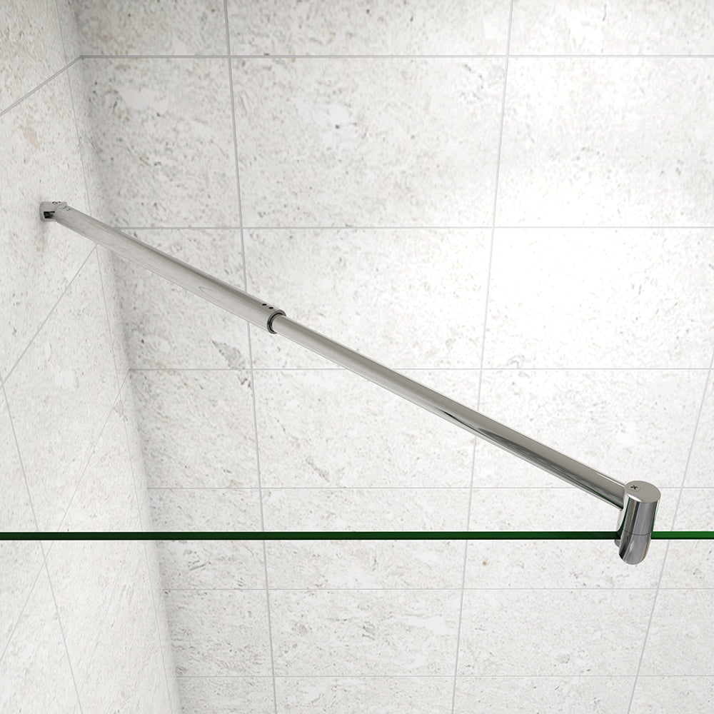 Box Doccia Walk In Parete Fissa in Vetro Temperato da 10 mm Trasparente Anticalcare Barra Stabilizzatrice Cromo Lucido