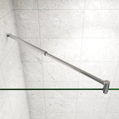 Box Doccia Walk In Parete Fissa in Vetro Temperato da 10 mm Trasparente Anticalcare Barra Stabilizzatrice Cromo Lucido