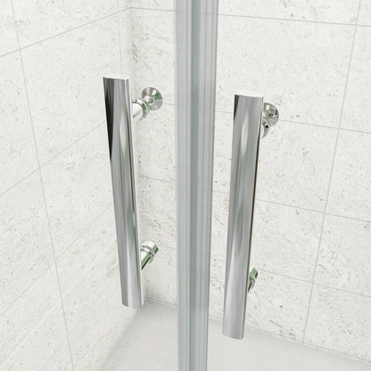 185cm Box Doccia a Tre Lati Porta Battente Saloon Doppia Parete Fissa Vetro da 6mm Temperato Anticalcare Barra Stabilizzatrice 45cm Cromo Lucido