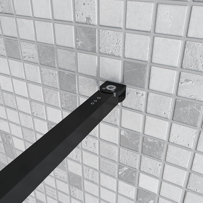 Box Doccia Walk In Parete Fissa in Vetro Temperato da 10mm Trasparente Anticalcare Barra Stabilizzatrice Nero Opaco