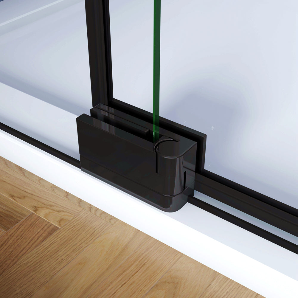 Porta Doccia per Nicchia Apertura Battente 2 Pannelli in Vetro Temperato 8 mm Anticalcare Telaio Nero Opaco