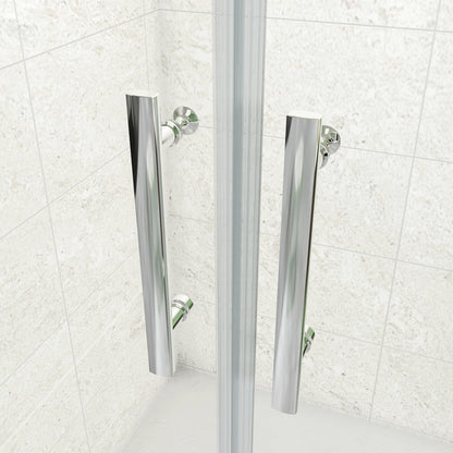 185cm Box Doccia Angolare Porta Battente Saloon Parete Fissa Vetro da 6mm Temperato Anticalcare Barra Stabilizzatrice 45cm Cromo Lucido