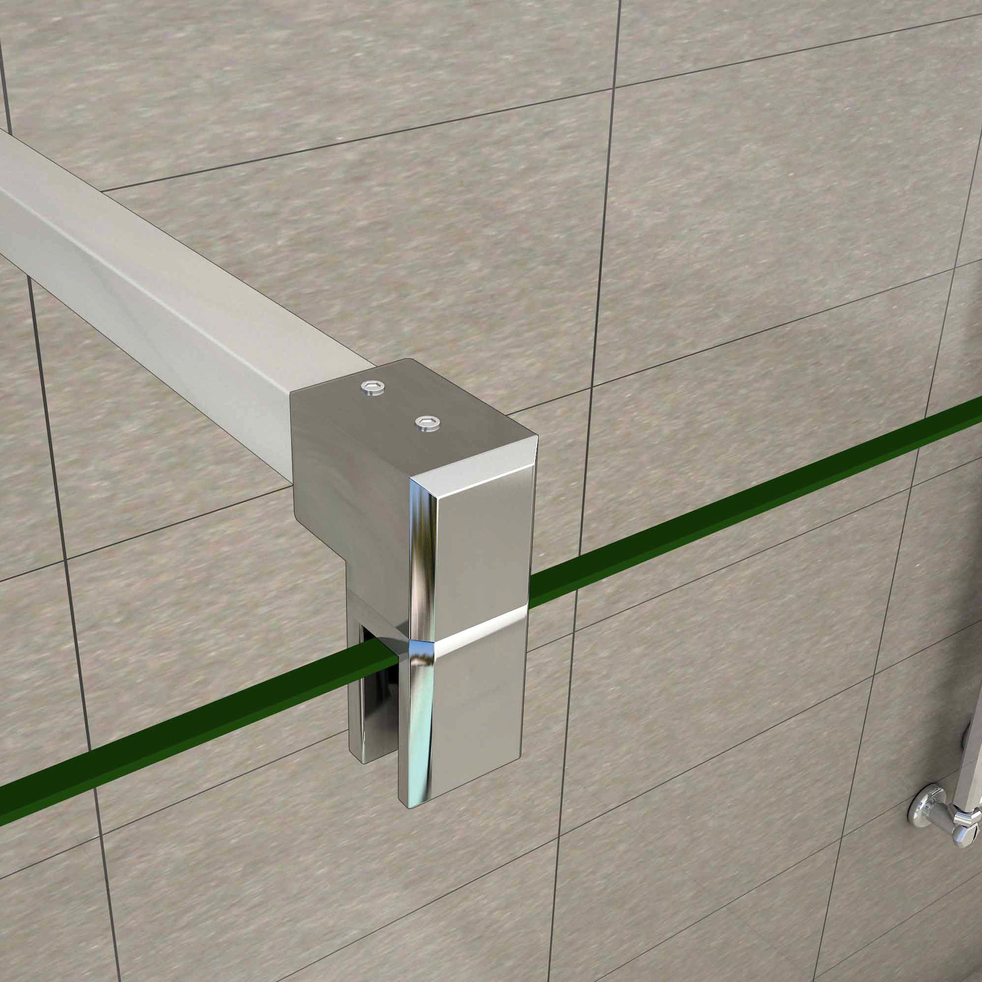 Aica 200cm Walk In Parete Per Doccia Vetro Trasparente Anticalcare Doppia Paretina Mobile Da 30 cm e Doppia Barra Stabilizzatrice