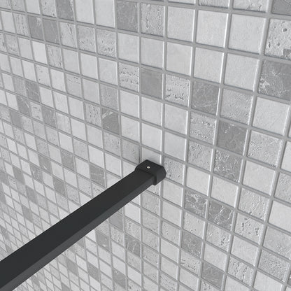 Aica Parete Fissa Doccia Walk In 40-120x200cm in Vetro 8 mm Temperato Trasparente Anticalcare Con Barra Stabilizzatrice Profilo Nero Opaco