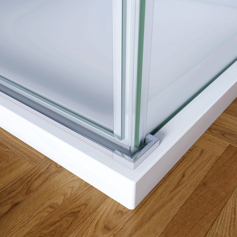 Aica 195cm Box Doccia Angolare Porta Battente con Parete Fissa in Vetro Temperato Satinato Opaco 6mm Anticalcare con Barra Stabilizzatrice 140cm