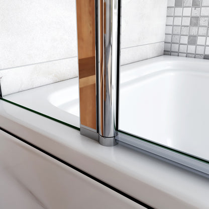 Aica 100x140 cm Sopravasca Parete Per Vasca Girevole 240° in Vetro Temperato 6mm Trasparente Due Ripiani Maniglia Portasciugamani