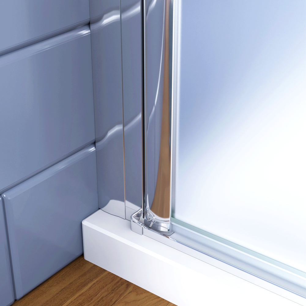 195cm Box Doccia Angolare Porta Battente con Parete Fissa con Barra Stabilizzatrice in Vetro Temperato Satinato Opaco 6mm Anticalcare Cromo Lucido