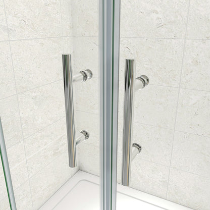 Box Doccia A Tre Lati Alto 185cm Porta Scorrevole 2 Ante Mobili 2 Pareti Laterali Vetro Temperato Trasparente Da 5mm Cromo Lucido