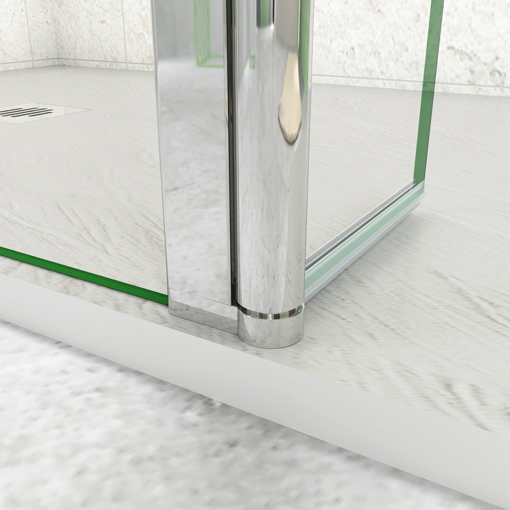 Box Doccia Walk In Parete Fissa 80-120cm Paretina Mobile 30/40 cm Vetro Temperato 8 mm Anticalcare 2 Ripiani Mensole Barra Stabilizzatrice 73-120cm