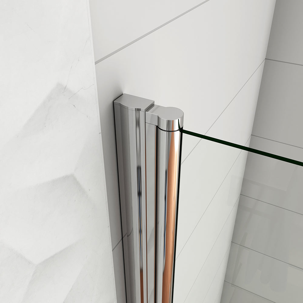 WALK IN Parete Doccia Movibile Pivotante 187/197cm in Vetro 6mm Trasparente Temperato Anticalcare Telaio Cromato Lucido