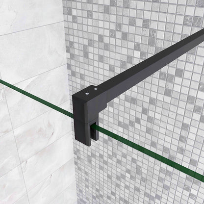 Box Doccia Walk in Due Pareti una Fissa+una Mobile Vetro 8mm Temperato Trasparente Anticalcare Barra Stabilizzatrice Nero Opaco Tipo 4 - Lunga 90 cm Tagliabile