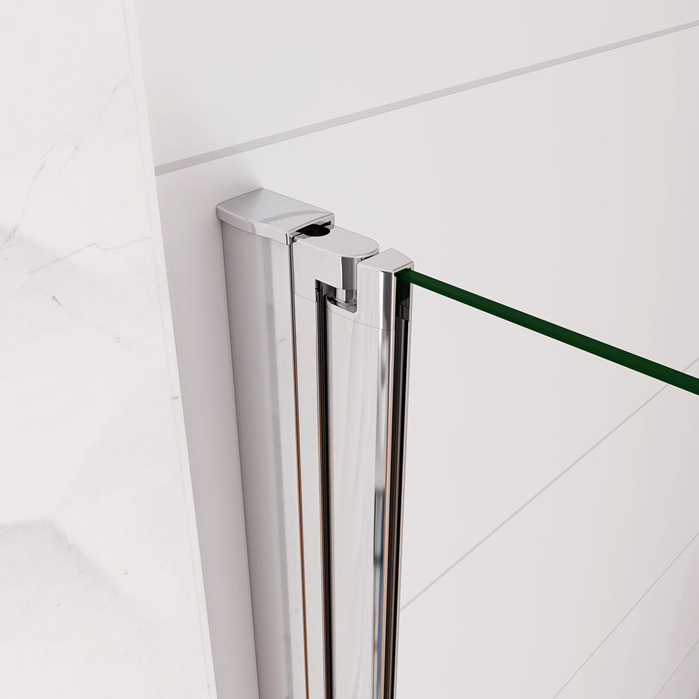 WALK IN Parete Doccia Movibile Girevole Verso Interno e Esterno in Vetro 6mm Temperato Anticalcare Fascia Satinata Opaca Telaio Cromato Lucido