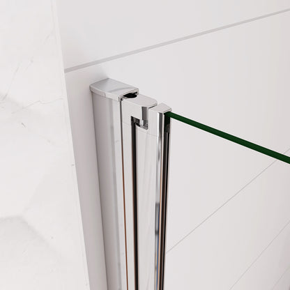 WALK IN Parete Doccia Movibile Girevole Verso Interno e Esterno in Vetro 6mm Temperato Anticalcare Fascia Satinata Opaca Telaio Cromato Lucido