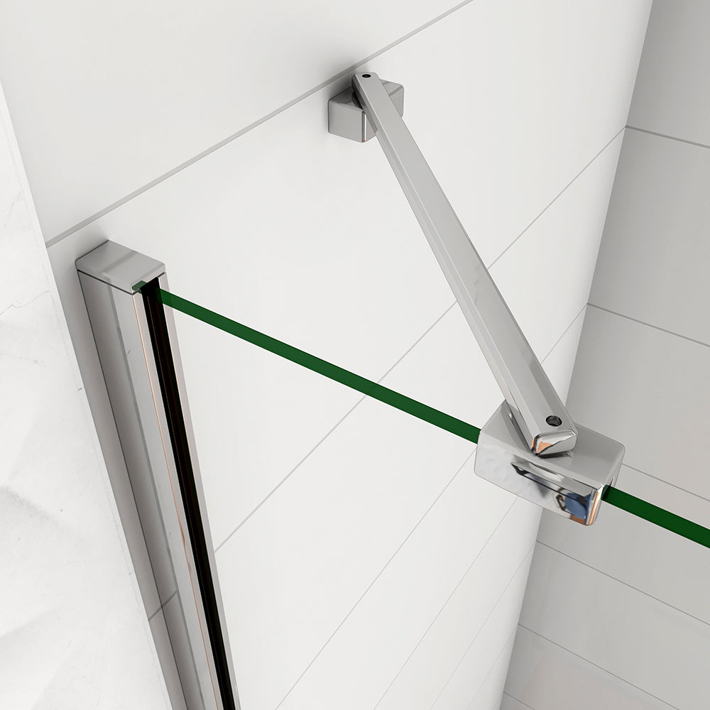 WALK IN Paretina Fissa Porta Movibile Vetro 8mm Trasparente Temperato Anticalcare con Portasciugamano Barra Stabilizzatrice