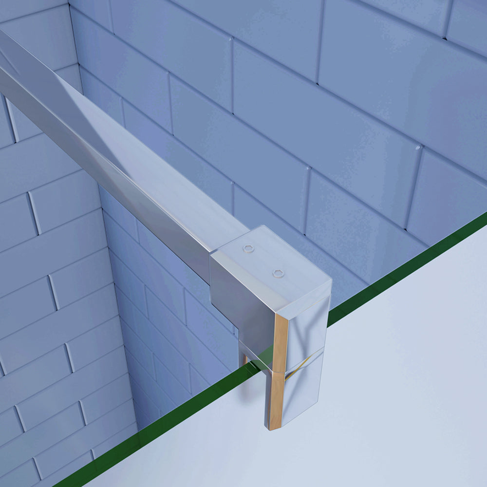 Aica 195cm Box Doccia Angolare Porta Battente con Parete Fissa in Vetro Temperato Satinato Opaco 6mm Anticalcare con Barra Stabilizzatrice 140cm